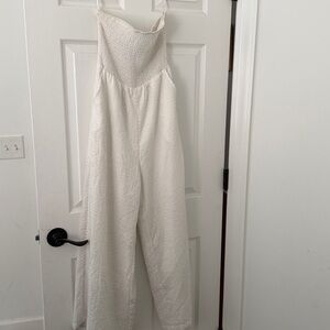 Minkpink White Smocked jumpsuit size s